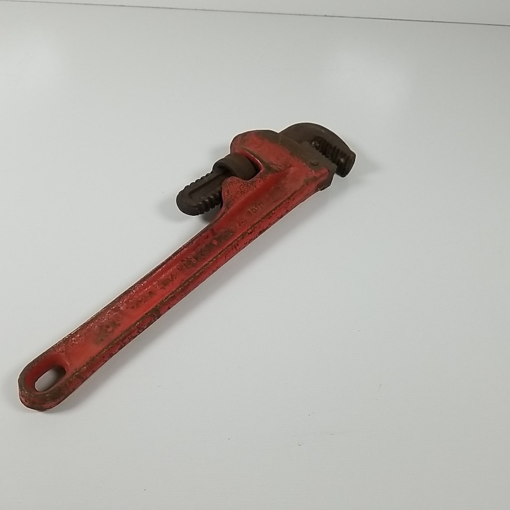 Vintage RIDGID 10" inch Pipe Wrench The Ridge Tool Co Elyria Made In USA